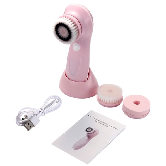 Facial Cleansing Brush Rechargeable Waterproof Electric Rotating Face Scrubber with 3 Brush Heads & 2 Speed Rotation - Deep Cleansing,Gentle Exfoliating for All Skin Types
