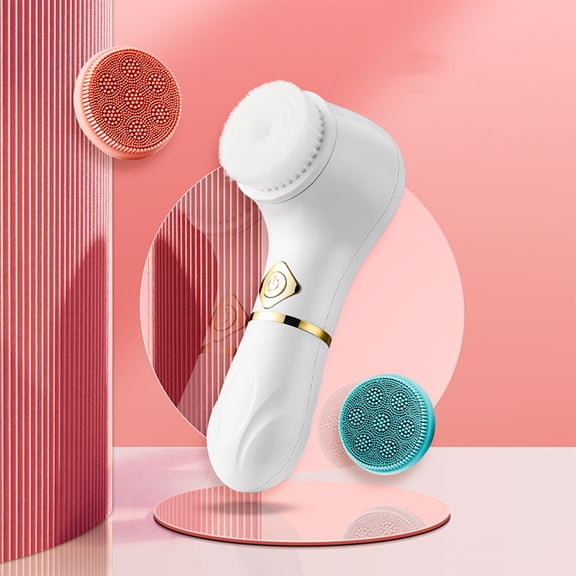 Facial Cleansing Brush, Rvkxad IPX7 Waterproof Vibrating Face Brush, 3 Brush Heads Exfoliating Massaging Cleansing, Battery Powered Face Scrubber for Deep Pore Cleansing Makeup Removal