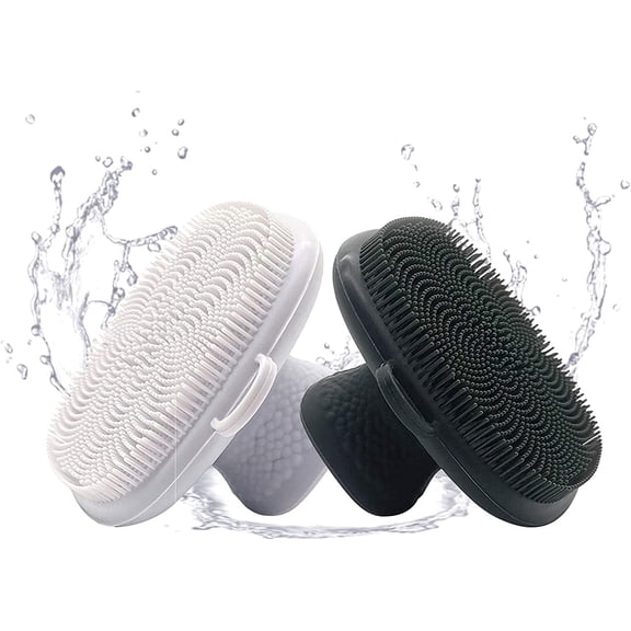 Facial Cleansing Brush Silicone, Soft Face Exfoliating Scrubber Brush Pad, Face Scrubber Brush for Women Men Exfoliation, Massage Scrubber Pad, Gentle Exfoliating, Removing Blackhead (Black+White)
