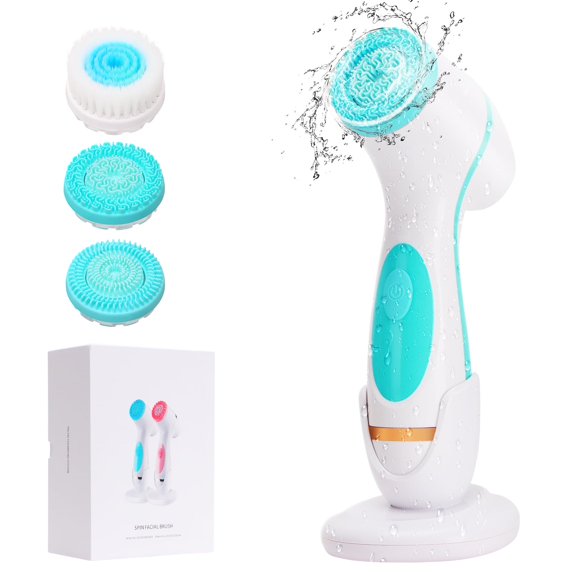 Facial Cleansing Brush - Waterproof Electric Face Scrubber with 3 Brush Heads, 2 Speeds, Exfoliating & Pore Cleanse, Rechargeable Skincare Device for Deep Pore Cleaning