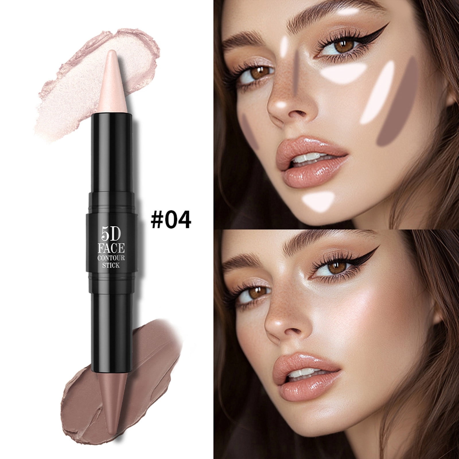 LAXISCREED Stick Contour & Highlighter 2 En 1 Avec Pinceau – Maquillage Visage Sculptant, Imperméable, Longue Tenue – Teinte 03