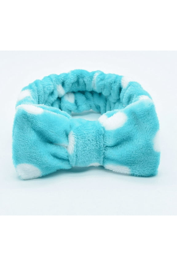 Facial Dot Headband Women Girls Spa Microfiber Cute Turban Headband Bowknot Bow Skincare Terry Cloth Fuzzy Headbands for Washing Face Shower Bath Hair BandC