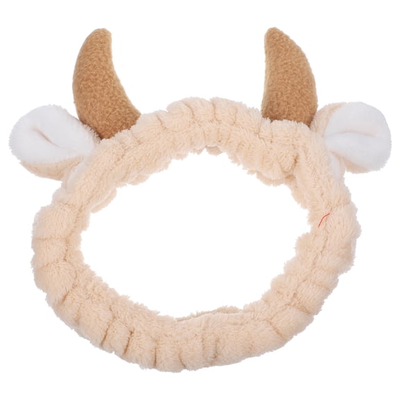 HEMOTON Cute Flannel Headband for Washing Face and Makeup with Khaki Color Fits Various Occasions 7.5 Inches
