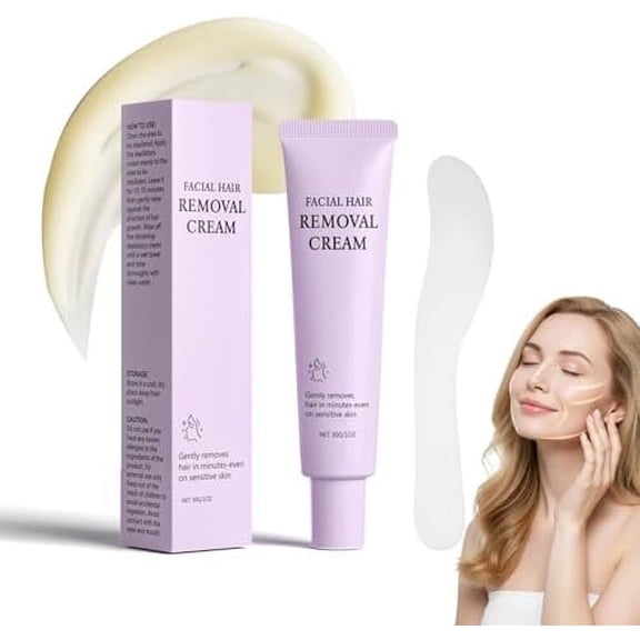 Facial Hair Removal Cream for Women, Gentle  Hair Removal Cream for  , Depilatory  for  Chin Upper Lip for Smooth Soft ,  Routine, 1.01 fl oz