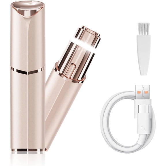 Facial Hair Removal for Women - Electric Face Remover Peach Fuzz Rechargeable Lady Shaver Device Lips Chins Armpits Neck Painless Razor with LED Light Travel