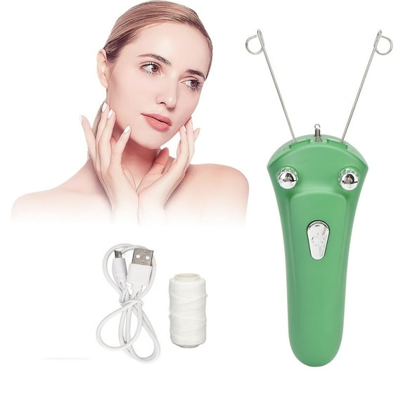 Facial Hair Removal for Women, Threading Hair Remover, Face Epilator USB Charging Threading Tool for Face Electric Threading Eyebrow Threading Machine for Women, Green