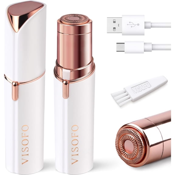 Facial Hair Removal for Women | Upper Lip Mustache Remover Device Face Shaver Woman Chin Peach Fuzz Electric Trimmer Dermaplane Female Razor Ladies Tweezers Lady Epilator Girls by (White)