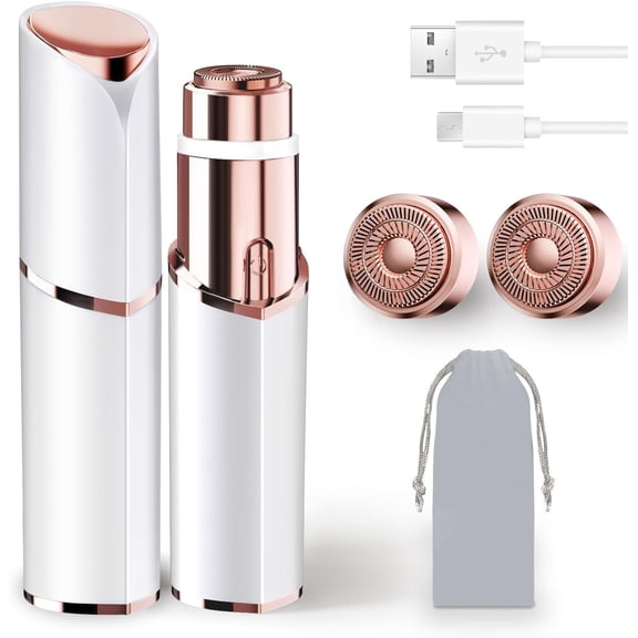 Facial Hair Removal for Women, Electric Rechargeable Painless Remover Face, Upper Lips, Chin, Peach Fuzz, with LED Light