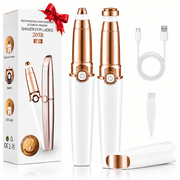 Facial Hair Removal for Women, Portable Electric Eyebrow Razor with 2 Replacement Heads, Mini Hair Remover Device for Face Upper Lip Chin