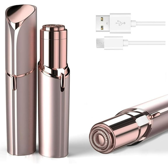 Facial Hair Remover for Women, Painless Hair Removal Device Portable Womens for Lip, Chin with USB Rechargeable, Rose Gold