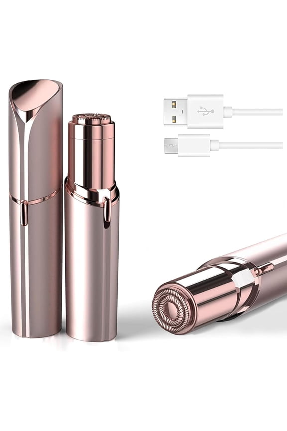 Facial Hair Remover for Women, Painless Hair Removal Device Portable Womens for Lip, Chin with USB Rechargeable, Rose Gold