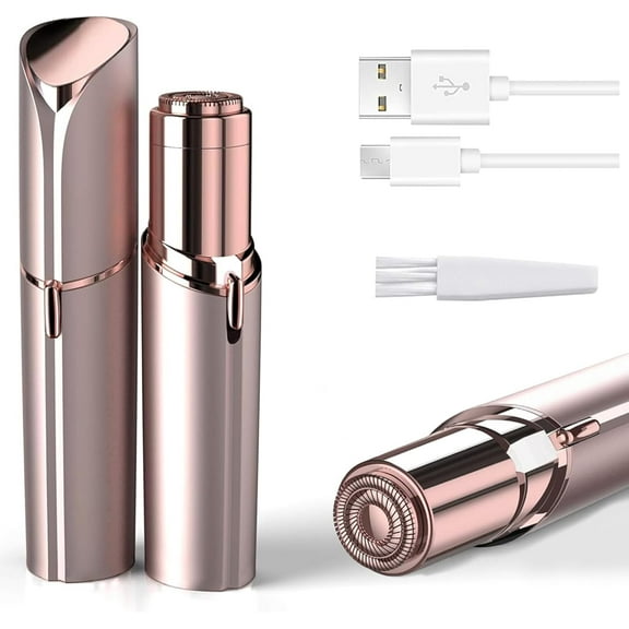 Facial Hair Remover for Women, Painless Hair Removal Device Portable Womens for Lip, Chin with USB Rechargeable, Rose Gold