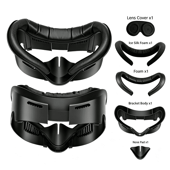 For Facial Interface Face Cover Pad Compatible with Meta Oculus Quest 3 Adjustable Ice Silk PU VR Pad Breathable Cool Light Blocking Easy Clean Replacement