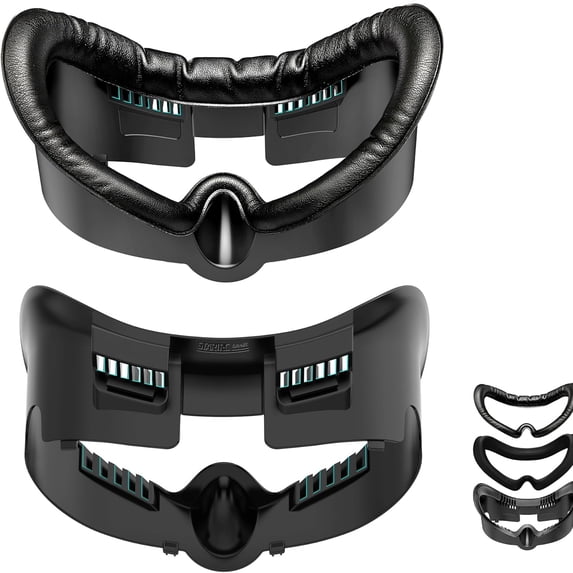 Facial Interface and Face Cover Pad Accessories for Meta Quest 3 - Replaceable Sweat-Proof PU Leather, Air-Circulation Design-Black