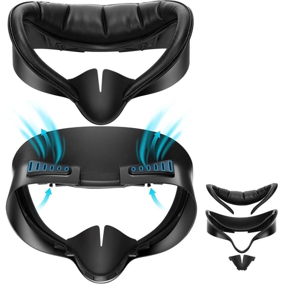 Facial Interface for Meta Quest 3S - Upgraded Wider PU & Ice Silk Face Cover Pads, Anti-Fog, Anti-Light Leakage VR Headset Accessories for Oculus with Lens Protector Cushion