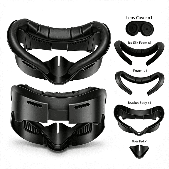 Facial Interface Replacement VR Face Pad Compatible with Meta Quest 3 Oculus Quest 3 Ice Silk PU Adjustable Ventilated Light Blocking Easy To Clean Design