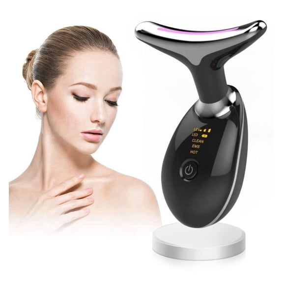 Facial Massager EMS Microcurrent Device - Face & Neck Lifting, Wrinkle Remover, Skin Tightening for Women - 3 Color Light Therapy, Heat Function