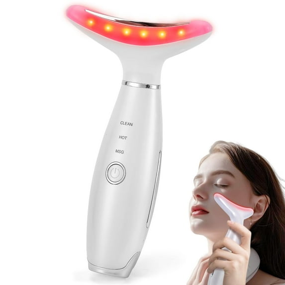 Facial Massager,Neck Face Massager Tool,3 Mode Massage with Heat,Portable Beauty Instrument for Skin Care Women Gift (Off White)