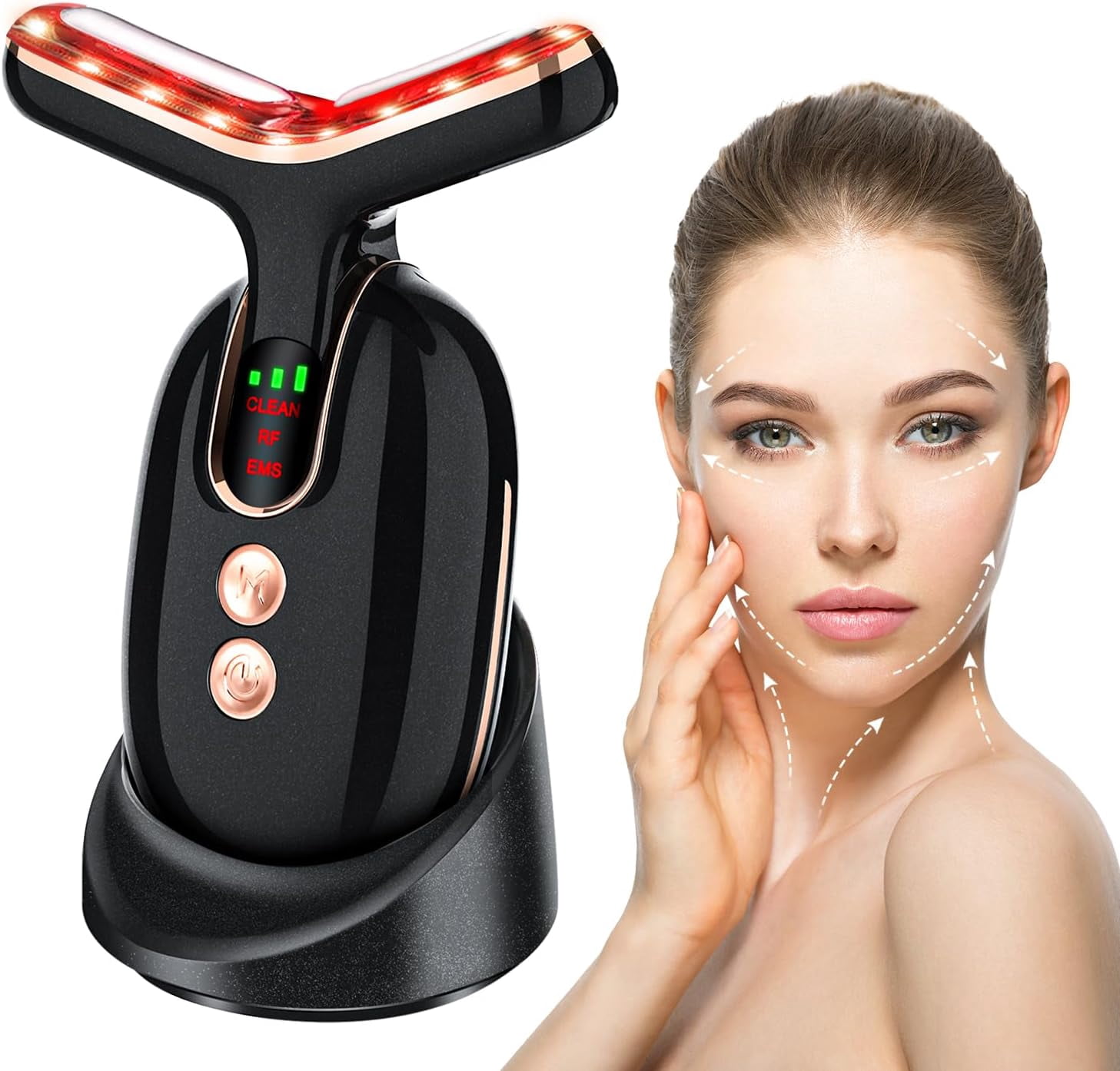 Facial Massager Red-Light-Therapy-for-Face, Neck Skin- Face Wand Tool, LED Facial Beauty Device Portable at-Home Face Tool for Skin Care