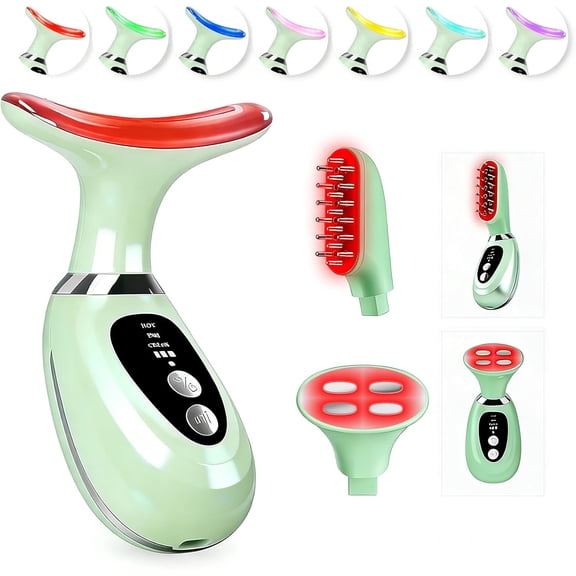 Facial Massager with 7-Color LED Lights Heating and Vibration for Face Neck and Scalp