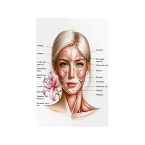 Facial Muscle Chart Metal Sign Detailed Anatomy Reference Guide for Office Clinic Home Decor 8 X 12 in
