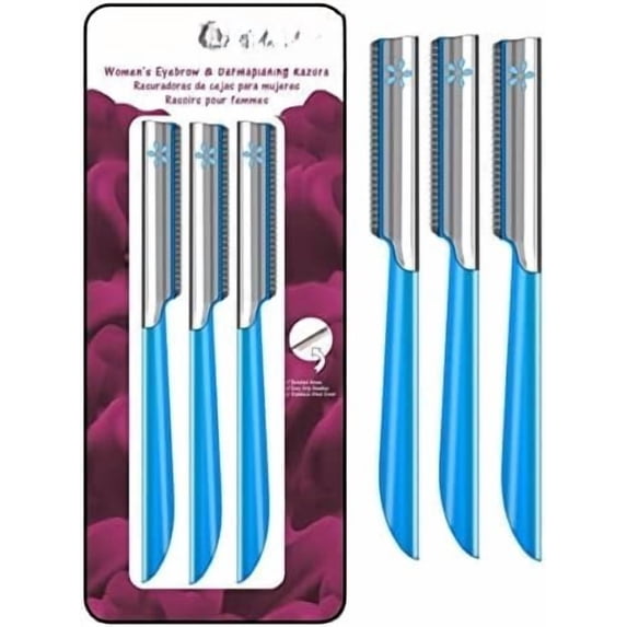 Facial Razor Hair Removal - Dermaplaning Tool Peach Fuzz Remover Trimmer Women Remove Fine Hair Blue Eyebrow Razors Dermaplane Shavers Travel Essential