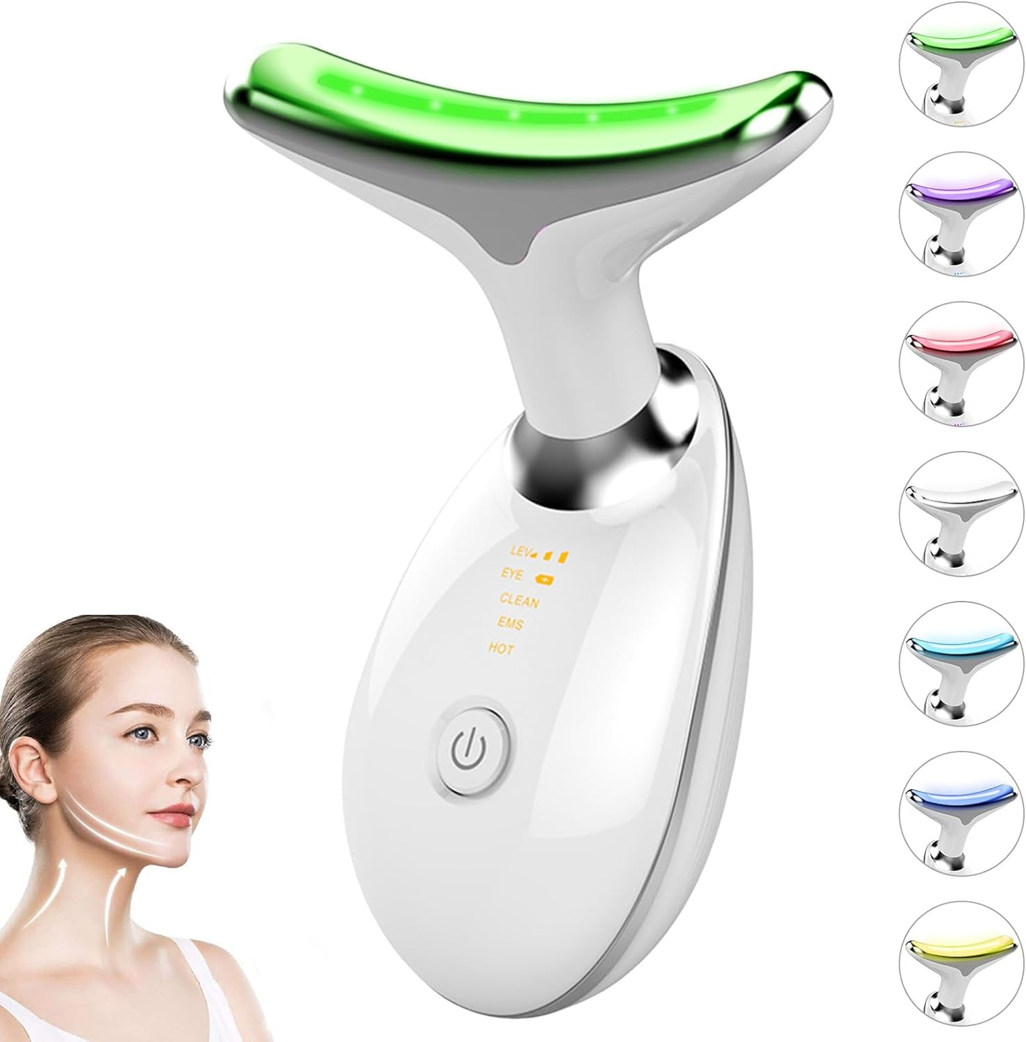 Facial Red Light Therapy, 7-in-1 Face Lift, Skin Beauty Device for Face and Neck, Portable Electric Facial Massager Belt