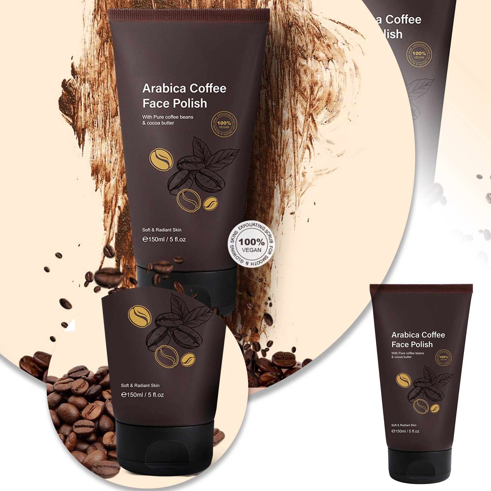 Facial Scrub Deep Cleansing Moisturising Exfoliator Coffee Facial Body