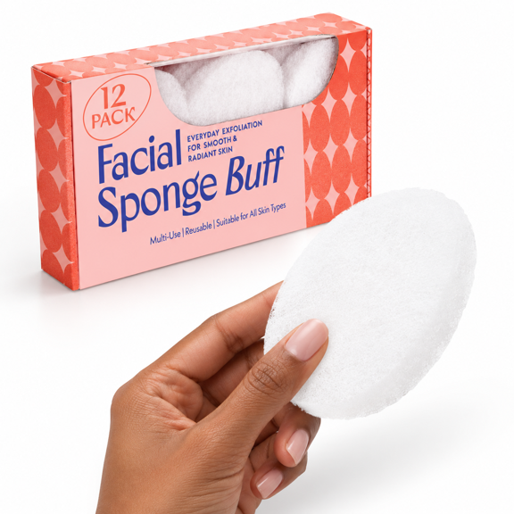 Facial Sponge Buffs 12-pack - Gentle Daily Pads