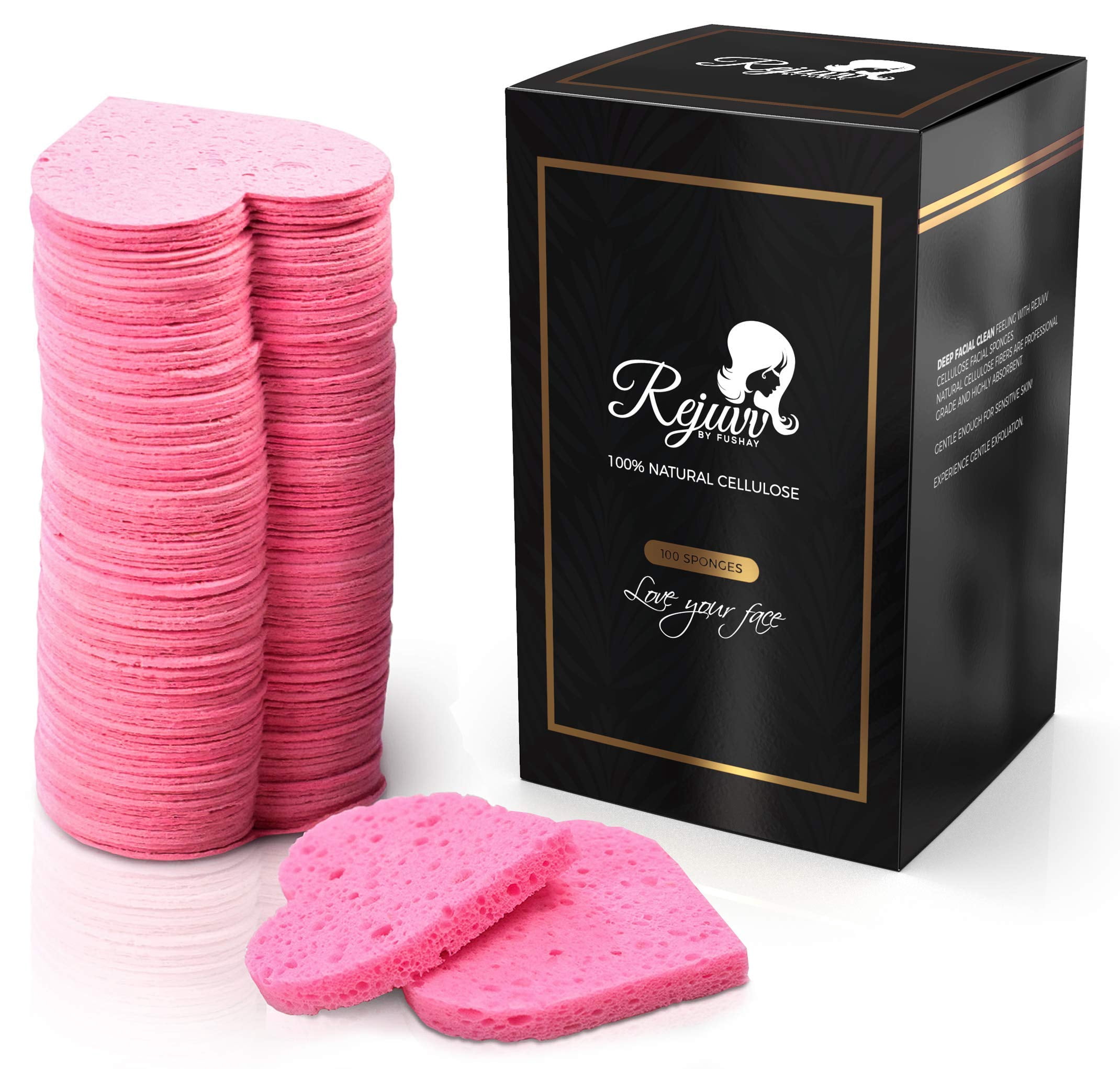 Rejuvv Gesichtsschwämme – 25 Stück, Komprimiert, Natürliche Zellulose, Weiches Peeling