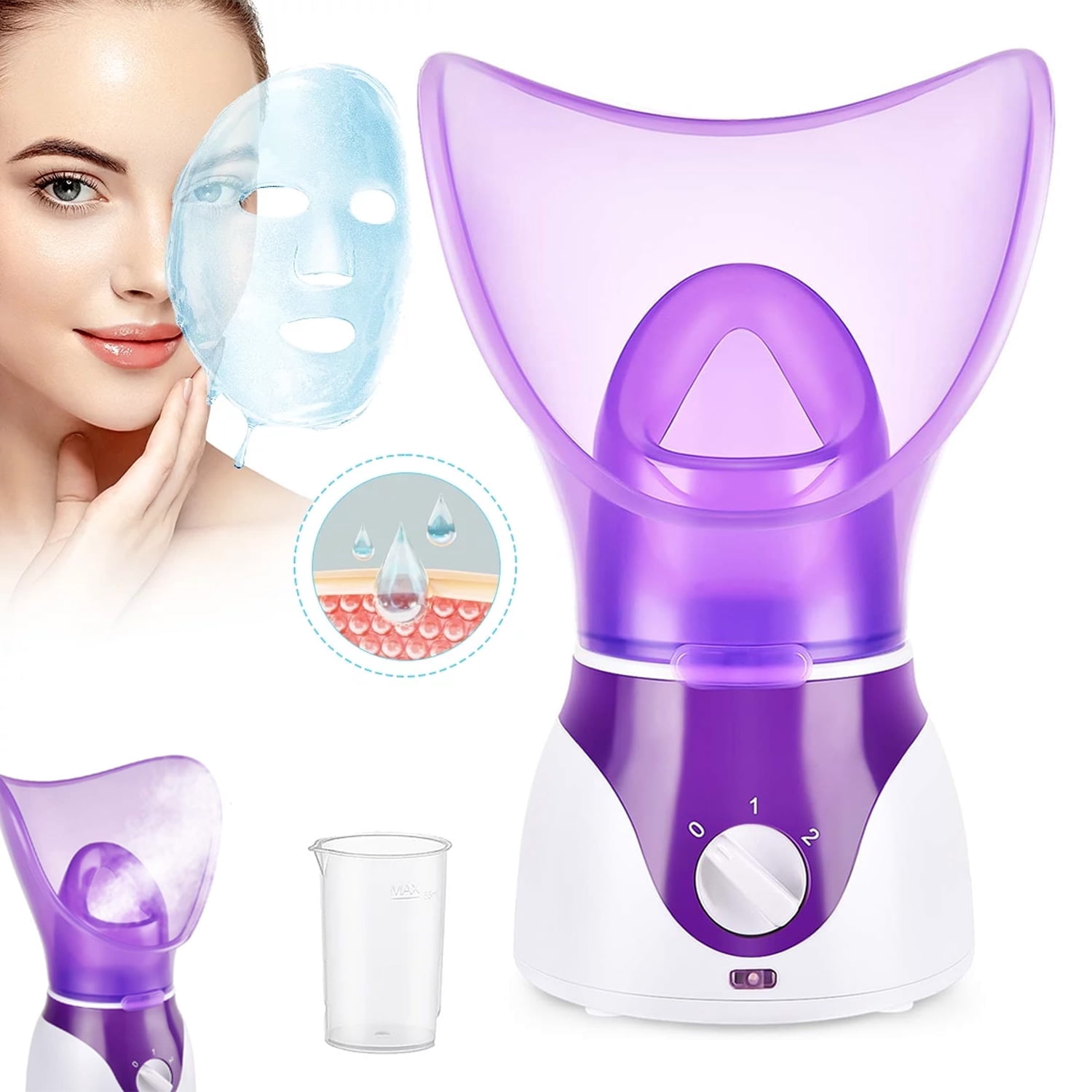 Facial Steamer, Face Humidifier, Spa Pores Steam Skin Clean Sauna Beauty, Face Mist Thermal Beauty Instrument, Nano Ionic Moisturizing Facial Skin Care Tool for Unclogs Pores, Hydrating