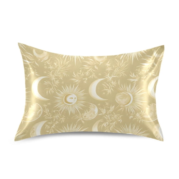 Facial Sun Moon Pattern Pillowcase King Size Luxury Silky Soft Wrinkle Resistant Envelope Closure 40x20in