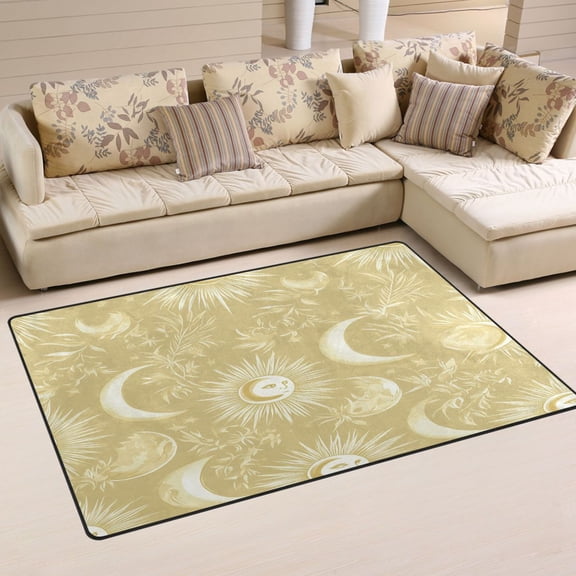 Facial Sun Moon Pattern Soft Polyester Area Rug 31''x20'', Non Slip, Memory Foam, Water Absorbent