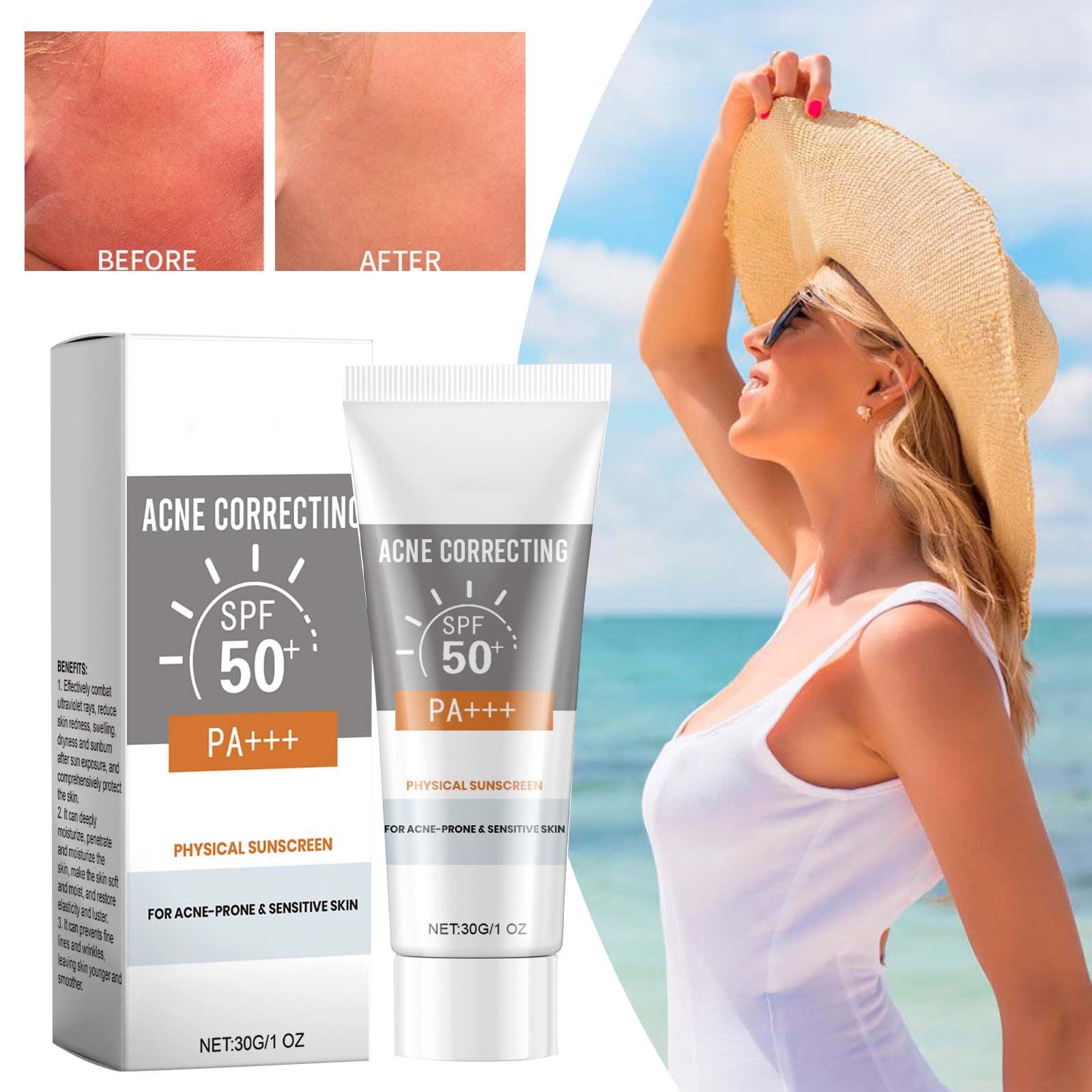 Facial Sunscreen SPF 50 Acne Correcting Refreshing Suncream Lotion ...