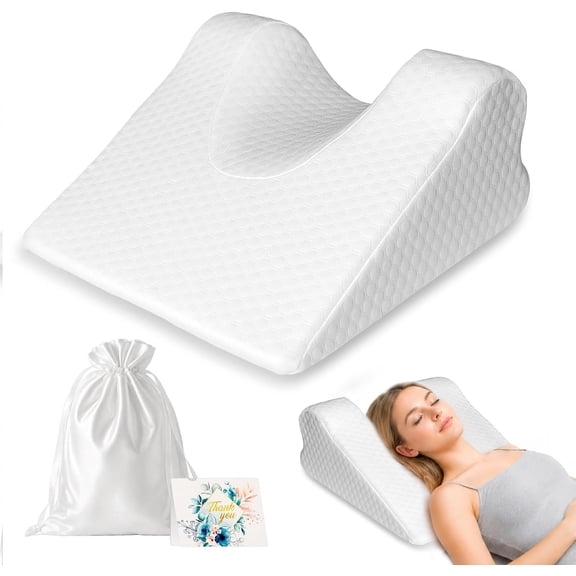 Facial Surgery Recovery Pillow, Memory Foam Wedge Support Pillow, Back Sleeping Training Pillow for Plastic Surgery, Comfort Post Surgery Cushion, with Silk Bag