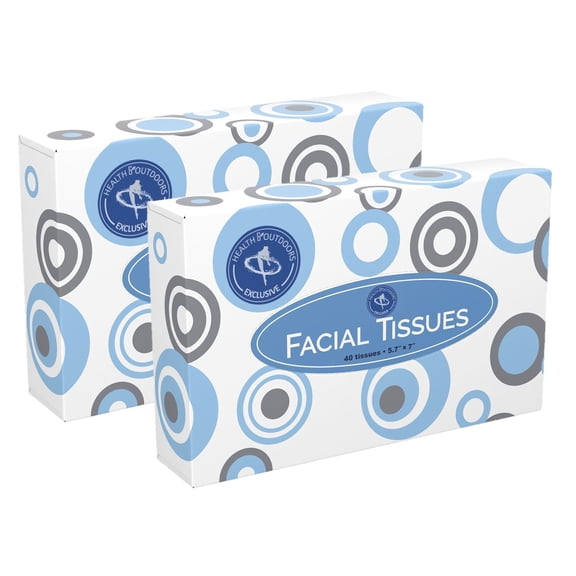 Facial Tissues [Home and Business] 40 Count Box Standard 2-ply Tissue Paper (2 PACK) 80 Tissues Total!