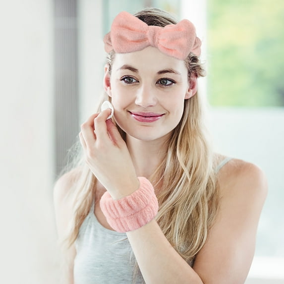 Facial Washing Bracelet, Absorbent Wristbands, Soft Coral Fleece Hair and Wrist Strap for Splash Protection, Elastic Comfortable Breathable Reusable Sweat Absorbing Bands for Yoga Exercise Daily Use