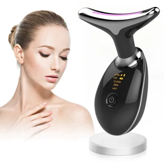 Facial and neck massager, anti-wrinkle facial device, 3-color EMS for anti-wrinkle, reduces double chin