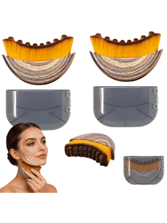 Facial contour lymphatic massage brush, lymphatic drainage massager, can enhance skin firmness, eliminate puffiness and double chin, promote blood circulation. The bristles are soft, the handle confo