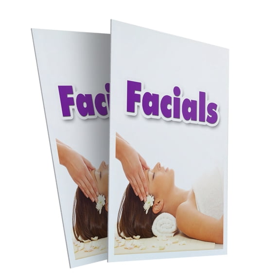 Facials (2-PACK) 24" x 36" Plastic Signs | Sign Insert 4mm Corrugated Plastic Signs Storefront Window Poster