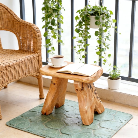 Facilehome Natural Edge Cedar Wood Tree Stump Stool,Side Table Indoor Outdoor Stool, Garden Bench,Perfect New Year Gift