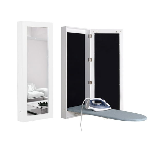 Facilehome Wall Mounted Fold Out Ironing Board, White Solid Print