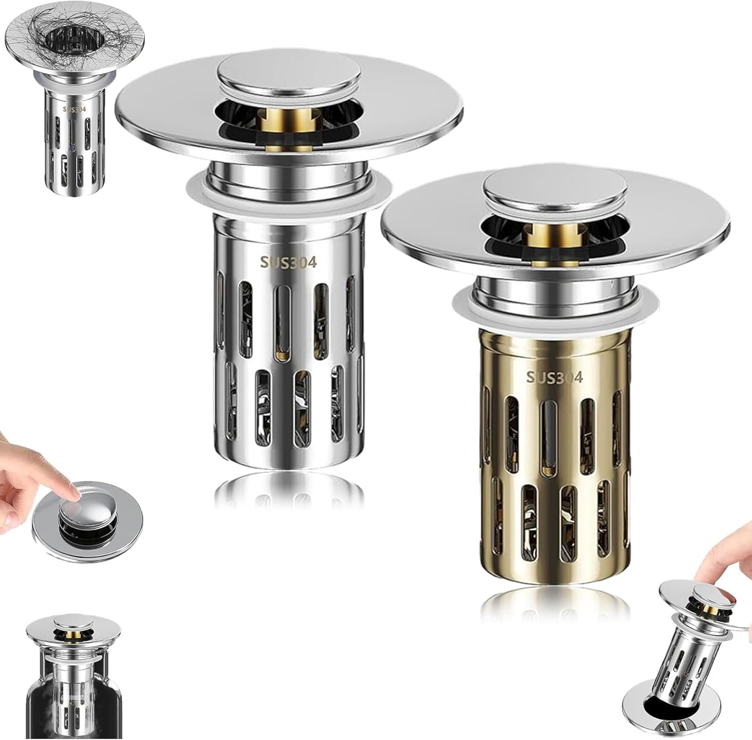 Facilitatek Sink Stopper, Facilitatek Drain, Universal Stainless Steel ...