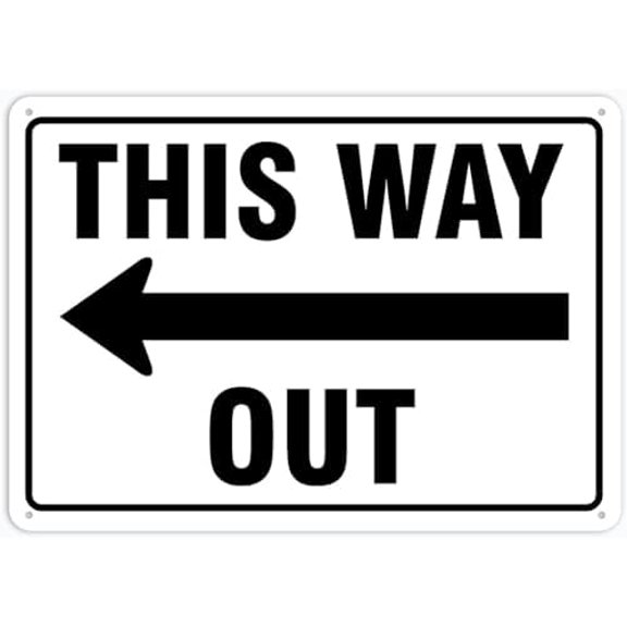 Facility Traffic Sign This Way Out Left Arrow Rust Free Aluminum 12 X 8 In, Weatherproof And Heavy Duty Signs For Home Or Business
