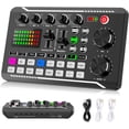 thumbnail image 1 of Facmogu F998 Live Sound Card Audio Mixer, Podcast Audio Interface with DJ Mixer Effects, Voice Changer with Sound Effects for Karaoke Tiktok YouTube Live Streaming Record Gaming, 1 of 7