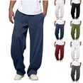 thumbnail image 1 of Facnwert Man Fashion Casual Comfy Solid Color Baggy Elastic Waisted Loose Summer Athletic Stretchy Drawstring Pockets Pants, 1 of 7