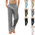 thumbnail image 1 of Facnwert Man Solid-Color Loose Elasticity Casual Multi-Pocket Yoga Linen Athletic Stretchy Pants Everyday Pants, 1 of 7