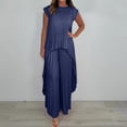 thumbnail image 1 of Facnwert Women'S Spring And Summer Solid-Color Round-Neck Short-Sleeved Pleated Top And Straight-Leg Pants Casual Set, 1 of 8