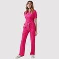 thumbnail image 1 of Facnwert Women's V-Neck Top With Drawstring Pocket Pants And Casual Two-Piece Set For Protective Uniform Care Workers, 1 of 3