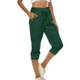 thumbnail image 1 of Facnwert Womens Capris Pants Lightweight Hiking Pants High Waisted Drawstring Button Workout Cropped Joggers with Pockets, 1 of 9
